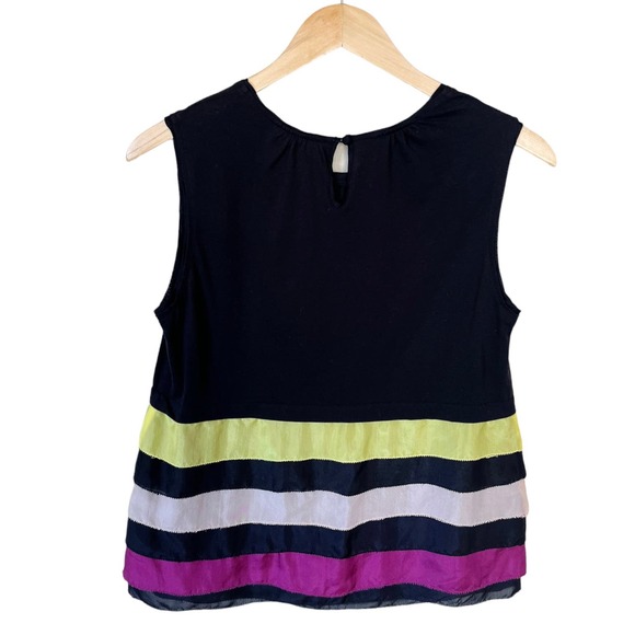 HOSS INTROPIA Black Top Scoop Neck Sleeveless Silk Pink Trims Spain Medium NWT - Picture 9 of 10